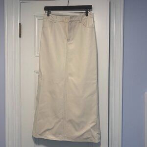 ZGY Studio Off White Faux Leather Maxi Skirt